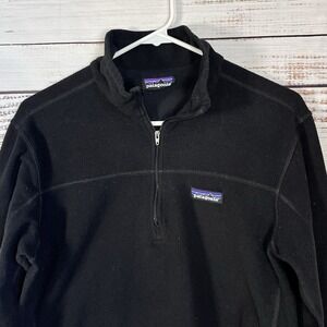 Patagonia Shirt Layer Men's Small Black Micro D Fleece 1/4 Zip Long Sleeve